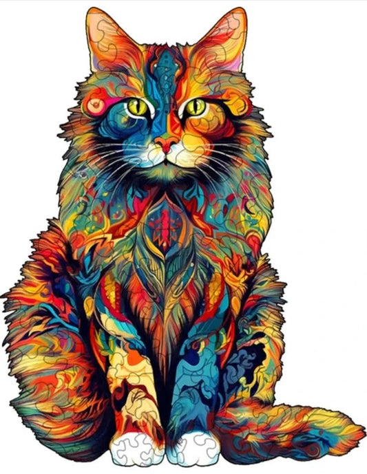 Puzzle en bois - Le Chat Multicolore