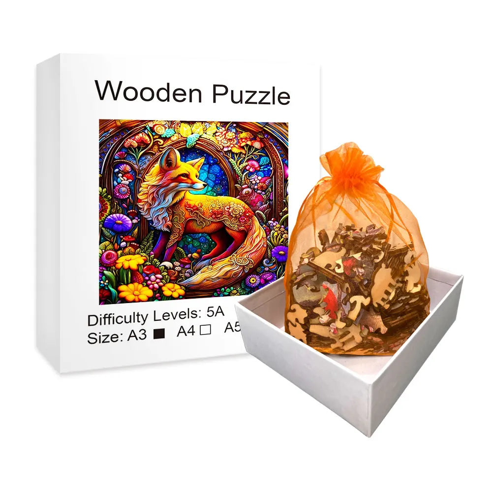 Puzzle en bois - Le Renard Enchanté du Jardin Mystique