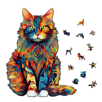 Puzzle en bois - Le Chat Multicolore