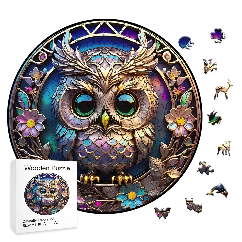 Puzzle en bois - Le hibou nocturne énigmatique