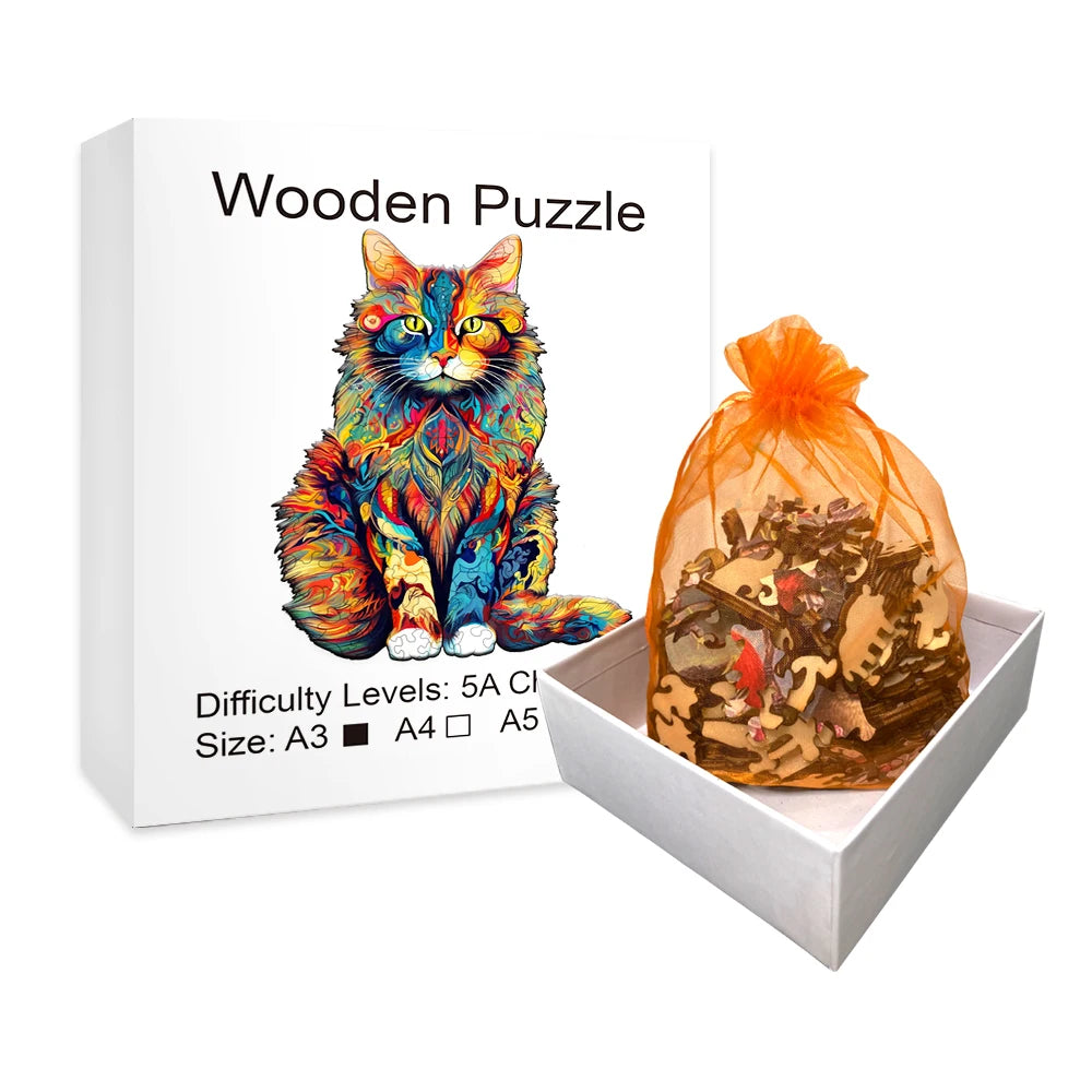 Puzzle en bois - Le Chat Multicolore