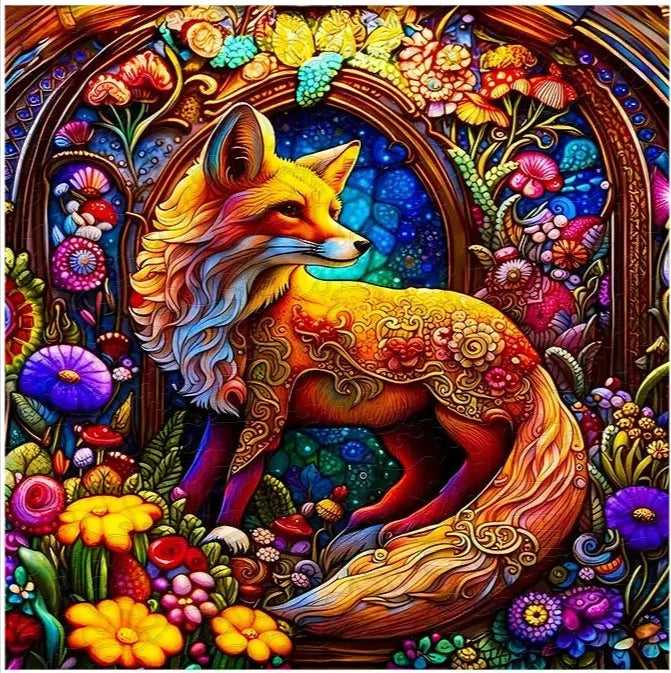 Puzzle en bois - Le Renard Enchanté du Jardin Mystique