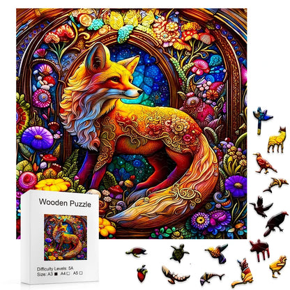 Puzzle en bois - Le Renard Enchanté du Jardin Mystique